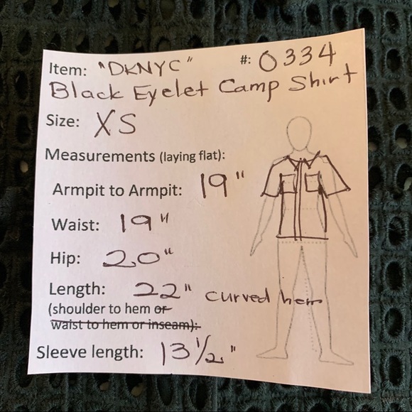 🔥5/$20🔥 DKNYC” Black Eyelet Camp Shirt - Picture 8 of 8